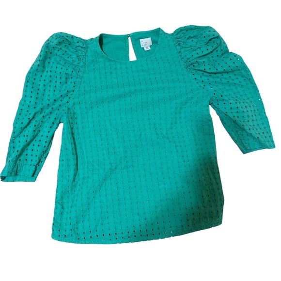 a new day Green Eyelet Puff Sleeve Blouse - Picture 2 of 4
